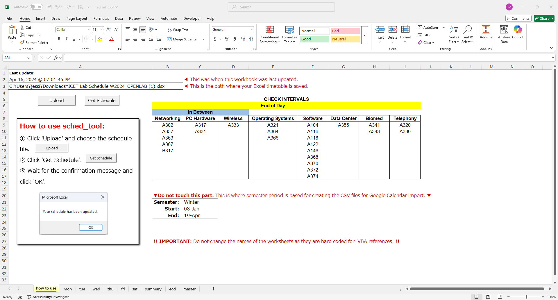 Lab Schedule Automation Tool